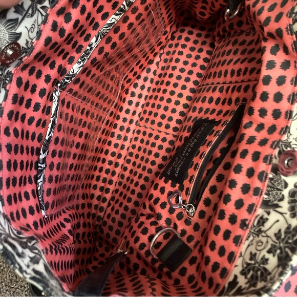 Gigi Hill Los Angeles Floral Coated Canvas BackPack Sling Purse Shoulder Bag EUC - Picture 6 of 6